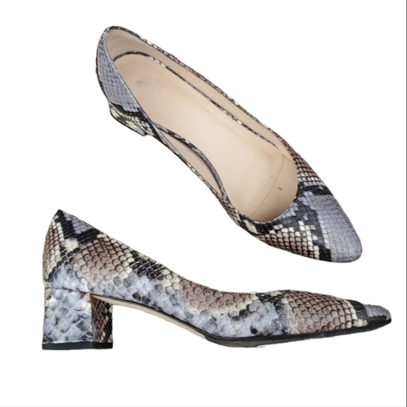 Aquatalia Pasha Pump Snakeskin print Block Heels shoes leather sandals 8 - Picture 1 of 15